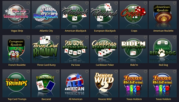 Vegas Crest Casino Table Games