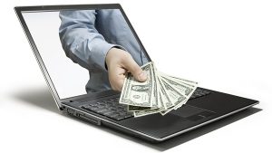Laptop with cash for fast payouts