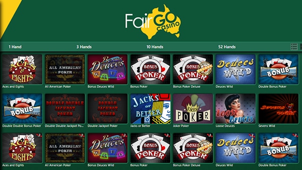 fair go casino video poker
