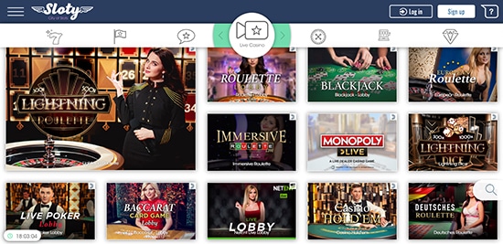 Sloty Casino Live Dealer Games