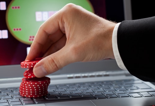 Casino Chips on Laptop Computer