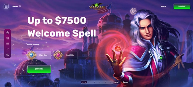 Shazam Casino Homepage