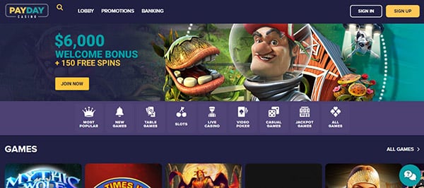 Payday Casino Homepage