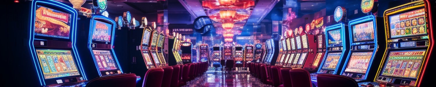Rows of Slot Machines Background