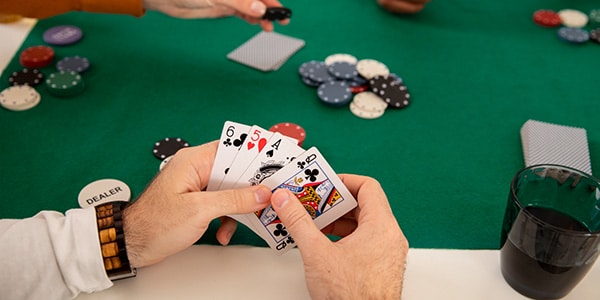 Friends playing online poker