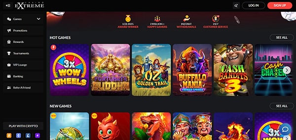 Casino Extreme homepage screenshot