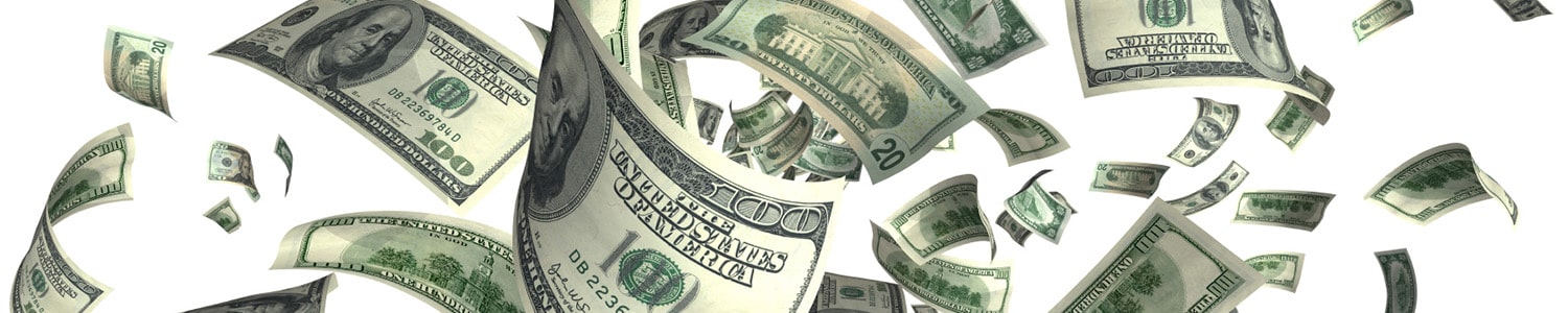 Image of cash flying around dollar bills
