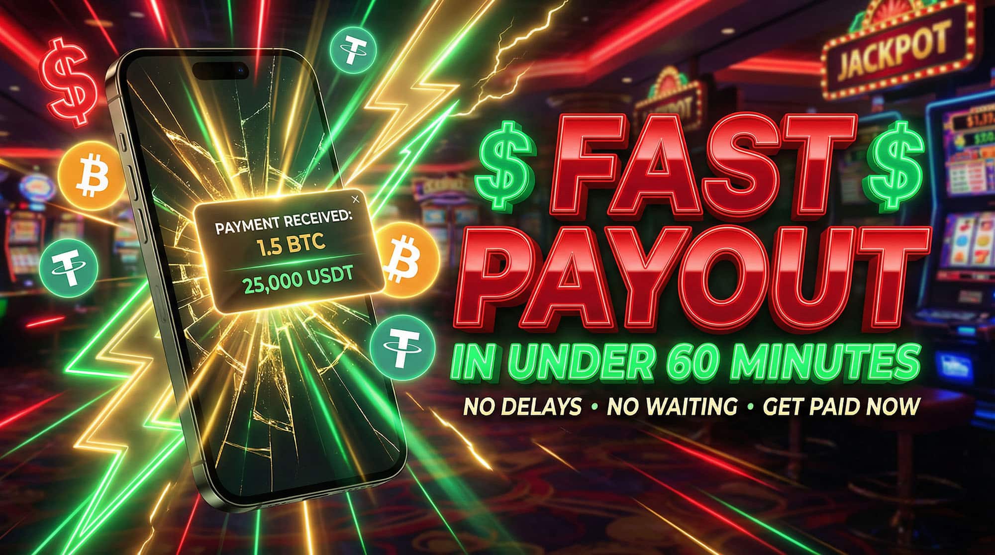 Smartphone showing an instant crypto withdrawal within one hour on mobile device