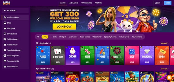 Super Slots Casino homepage screenshot