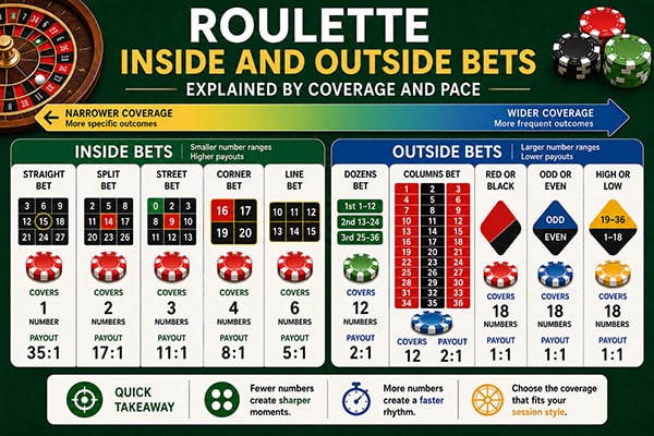 Roulette bet coverage infographic